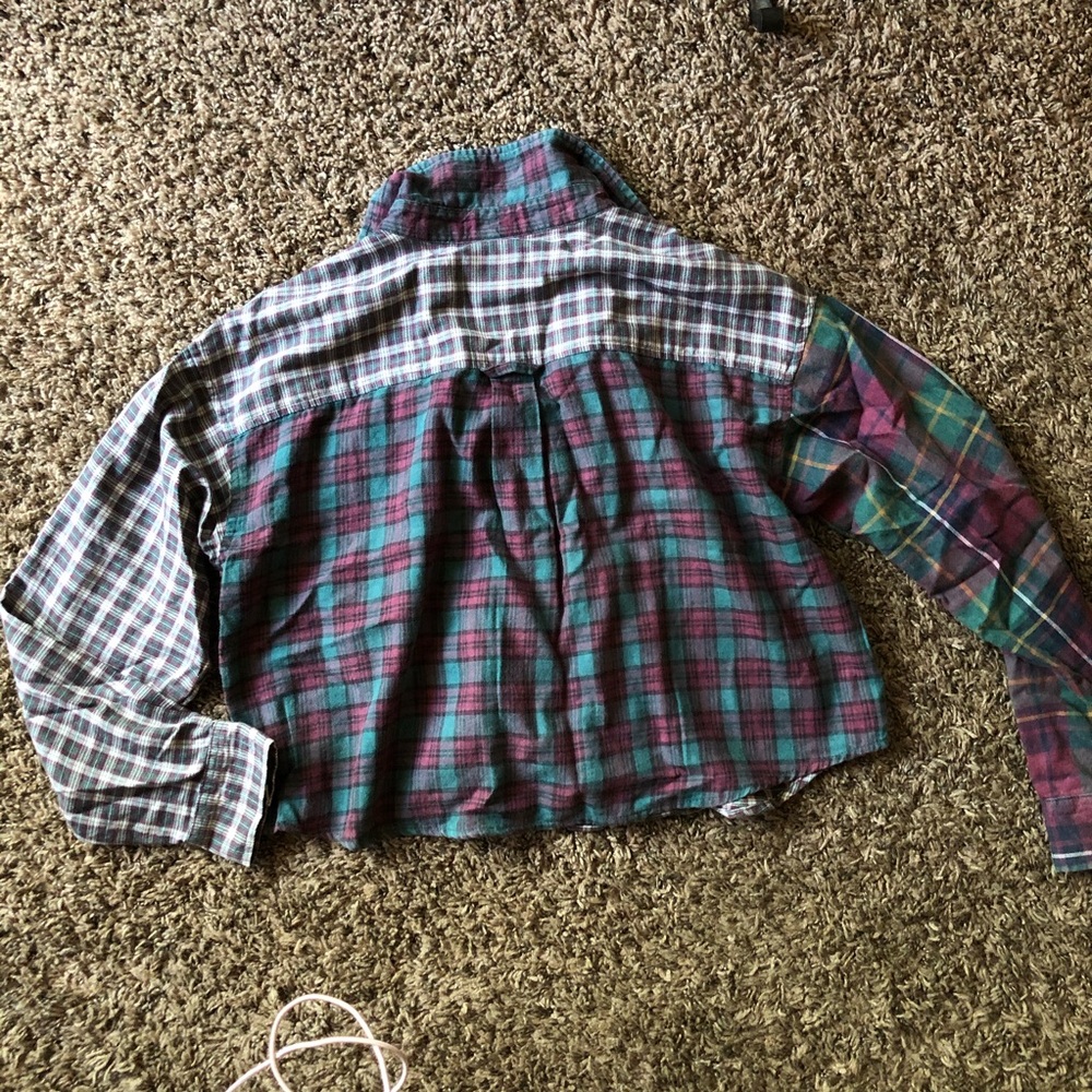 Cropped multi pattern flannel - Picture 4 of 4